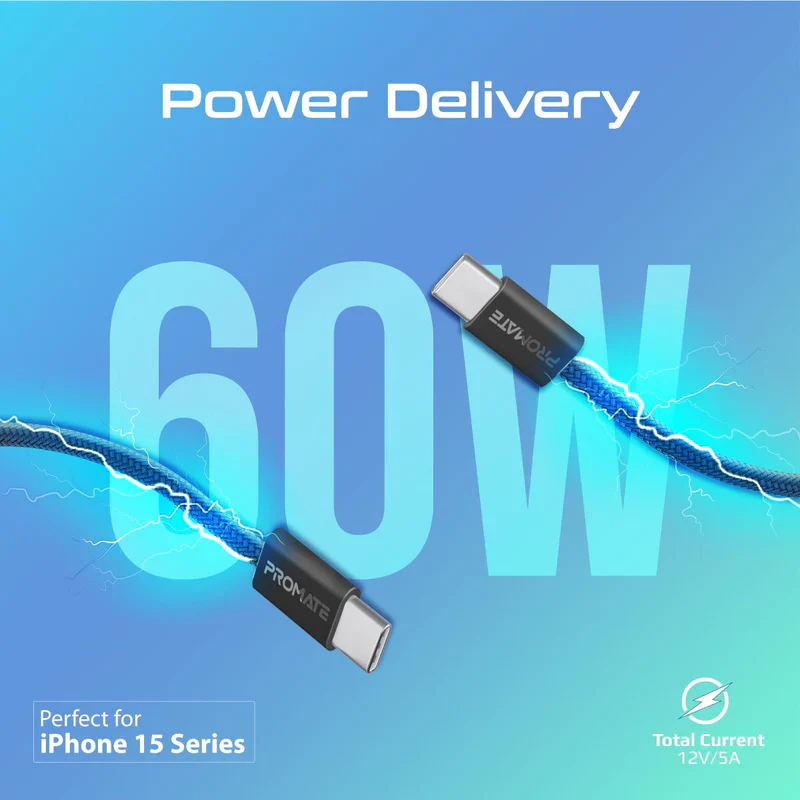 Promate CC120 Ultra-Fast 60W Power Delivery USB-C cable EcoLine - Image 2