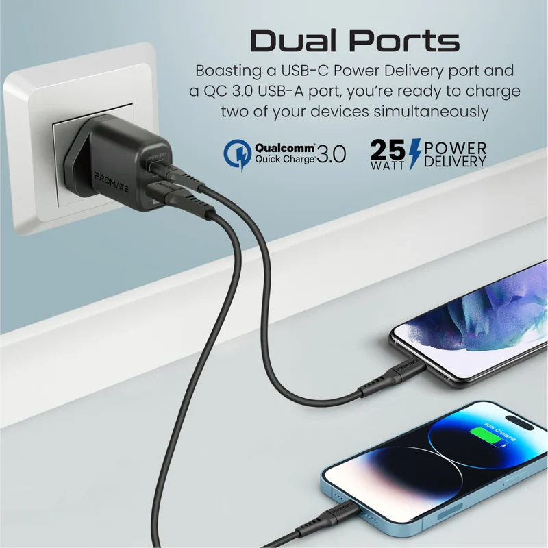 Promate CHARGEKIT-25PD 25W Power Delivery USB-C Wall Charger - Image 2