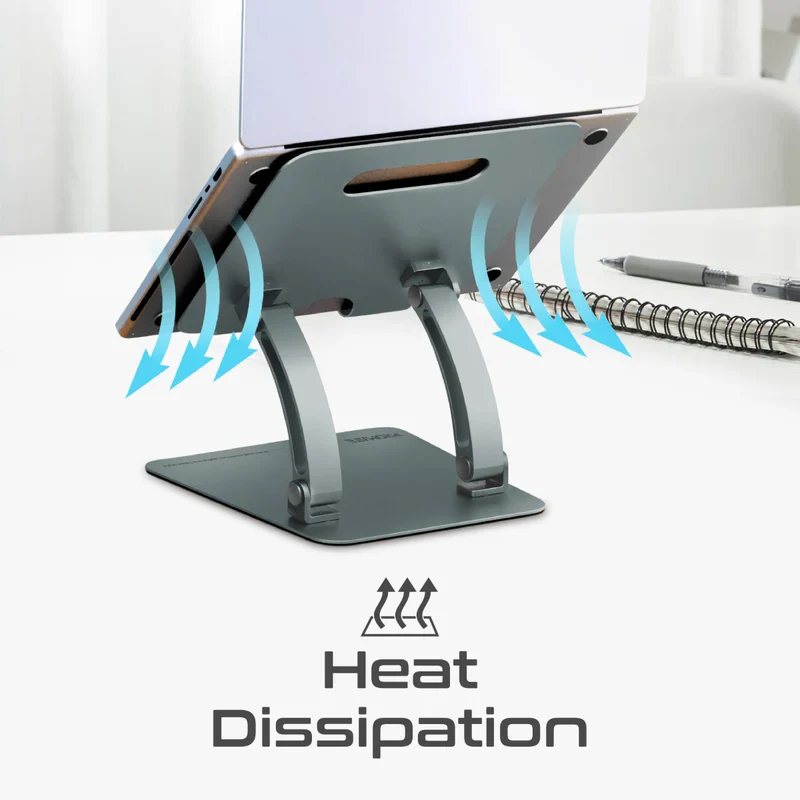 Promate DESKMATE‑7 Ergonomic Multi‑Level Aluminum Laptop Stand – Heavy Duty Adjustable Laptop Riser for Office, Home, and Professional Workstations - Image 3