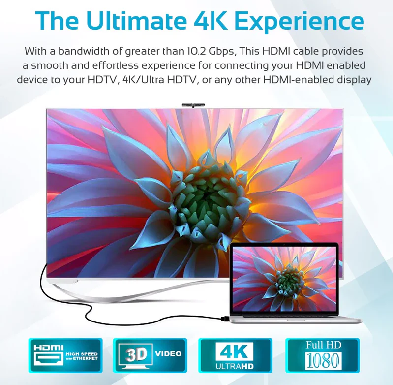 Promate HDMI (Male)-HDMI (Male) Cable (PROLINK4K2-500) - 3D, 4K Ultra HD & Ethernet Support, 5M Length - Image 2