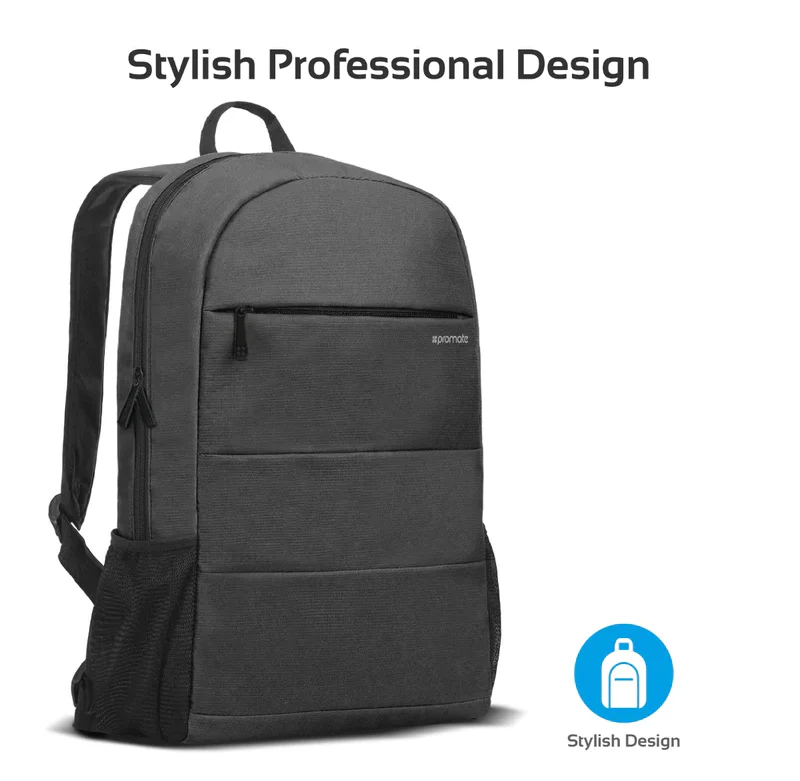 Promate High Capacity Dual Tone Backpack (ALPHA-BP) - Multiple Pockets, For Laptops Up to 15.6" - Image 4