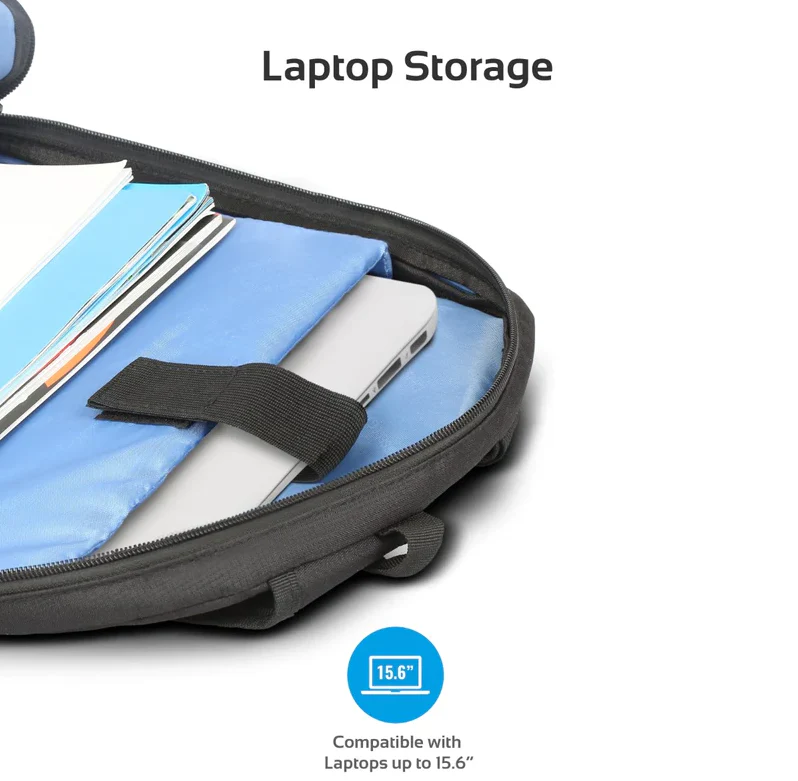 Promate High Capacity Dual Tone Backpack (ALPHA-BP) - Multiple Pockets, For Laptops Up to 15.6" - Image 5