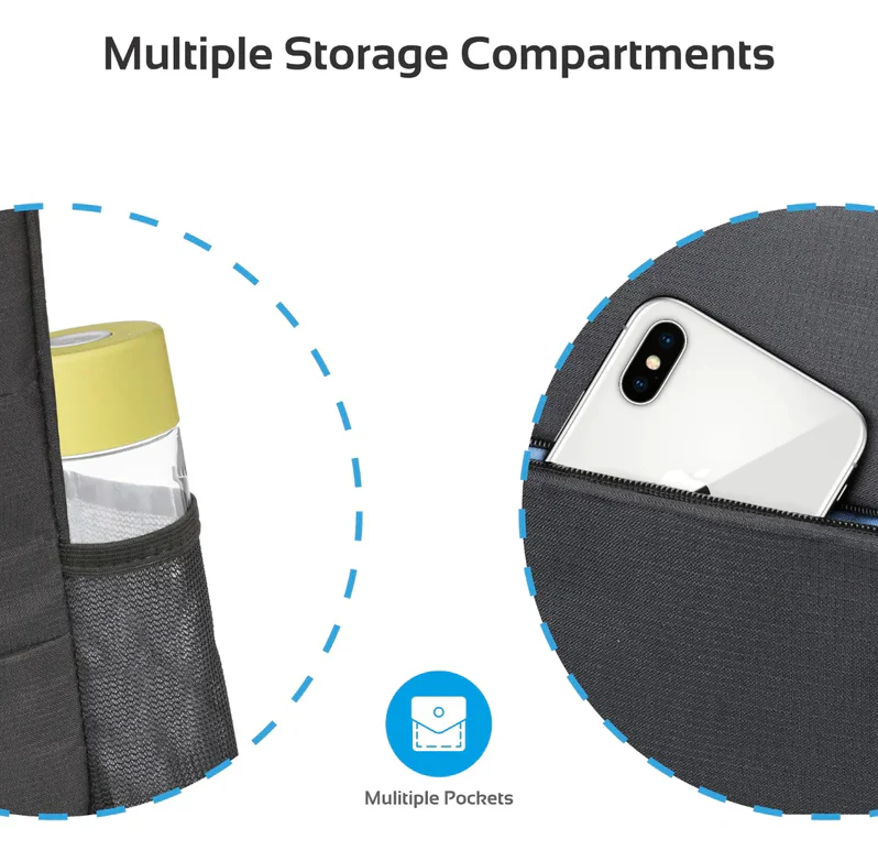 Promate High Capacity Dual Tone Backpack (ALPHA-BP) - Multiple Pockets, For Laptops Up to 15.6" - Image 6