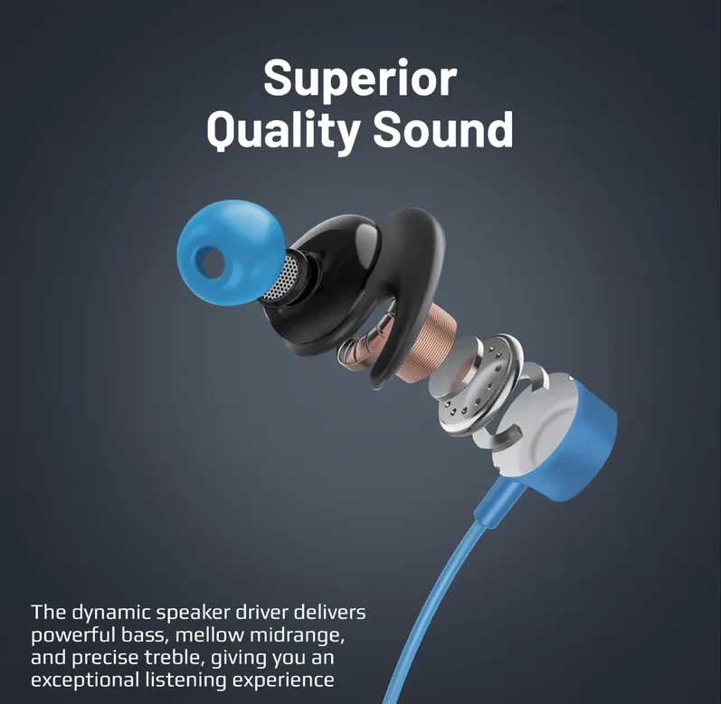 Promate High Definition Wireless Neckband Earphones (BLEND) - 70hrs Playtime, TF Card Support - Image 4