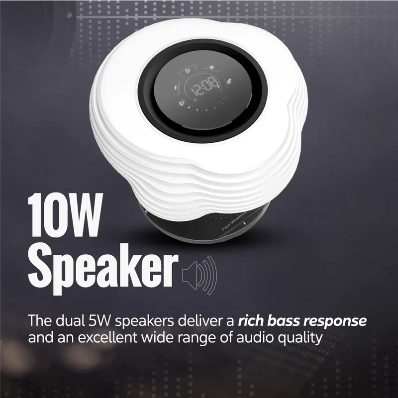 Promate HomeCloud 3-in-1 Cloud Design Wireless Speaker with LED Nightlight and Wireless Charger – Smart Multi-Function Audio System for Home, Office, and Bedroom Use - Image 4