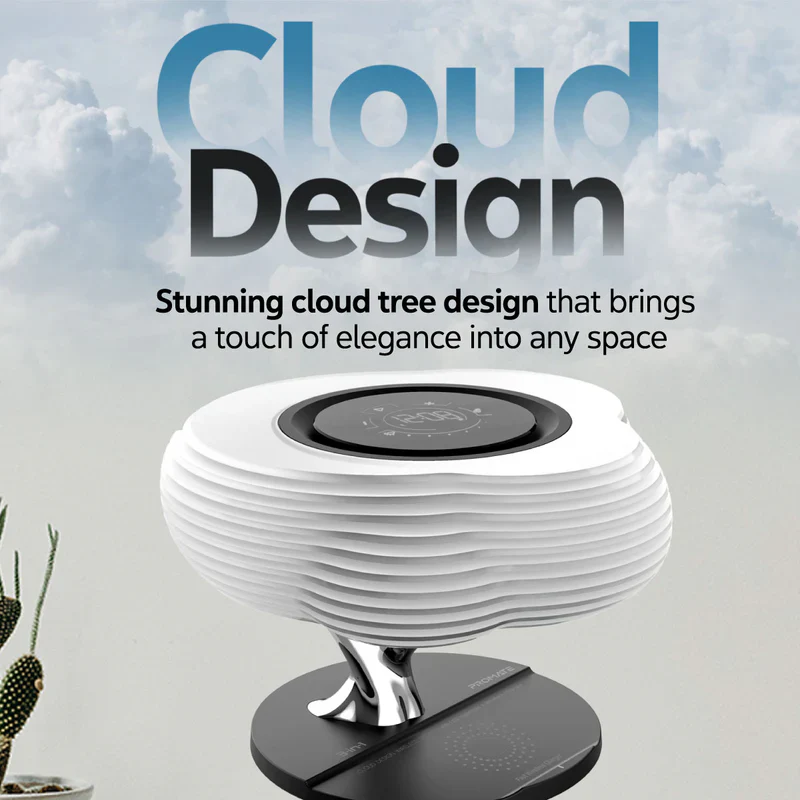 Promate HomeCloud 3-in-1 Cloud Design Wireless Speaker with LED Nightlight and Wireless Charger – Smart Multi-Function Audio System for Home, Office, and Bedroom Use - Image 6