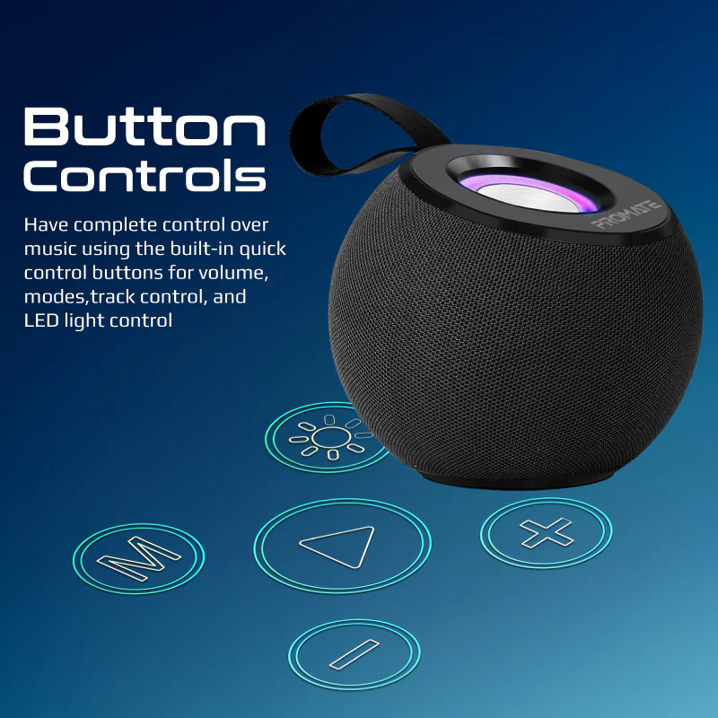 Promate Juggler 5W Bluetooth Speaker with TWS and LED – Portable High‑Quality Wireless Speaker System for Music, Parties, Travel, and Professional Use - Image 3