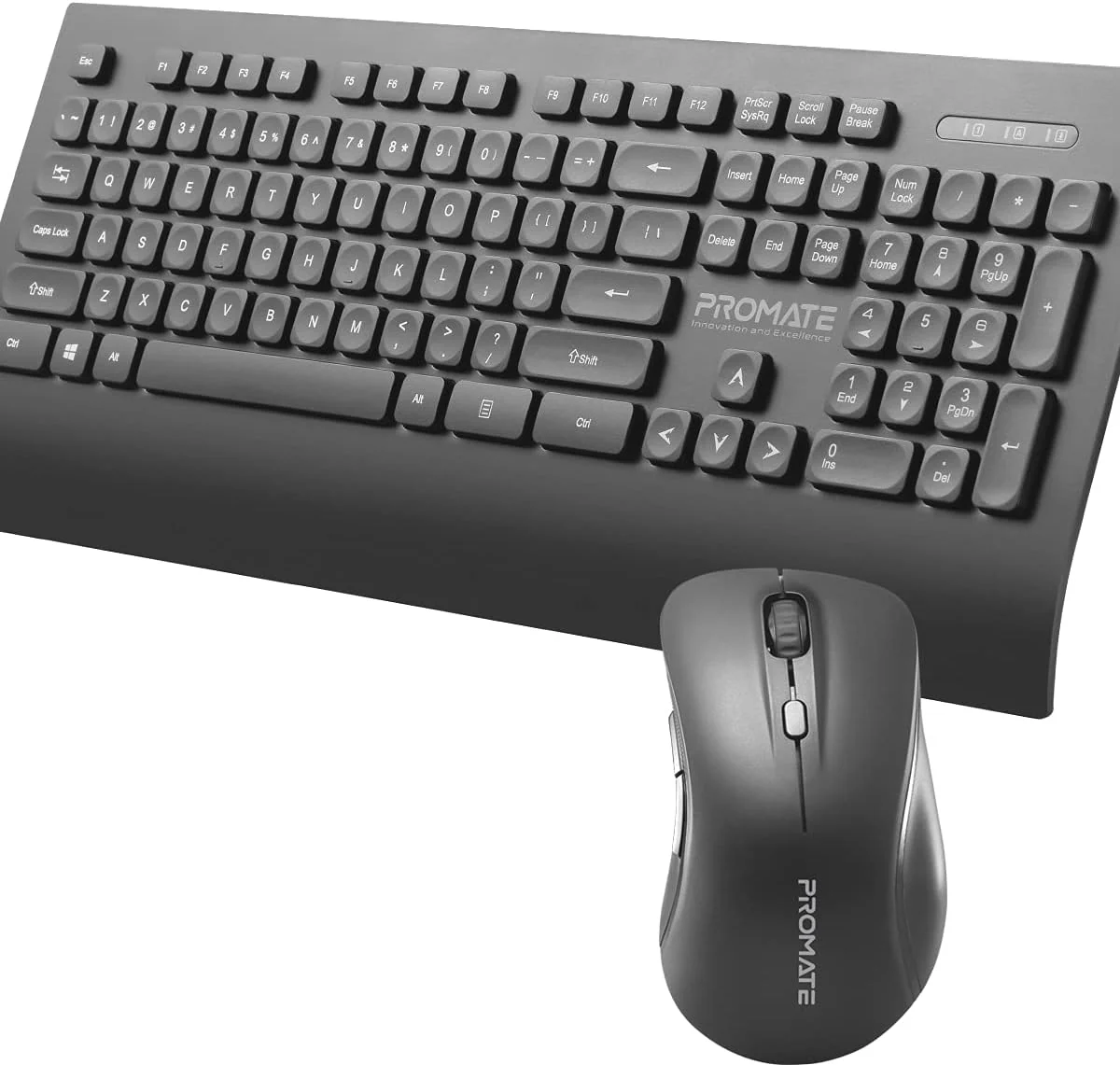 Promate Lightweight Wireless Ergonomic Keyboard & Mouse Combo (PROCOMBO-7) - Ergonomic 5-Button Sculpted Mouse - Image 3