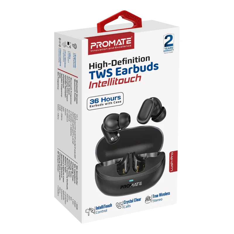Promate LUSH-PRO TWS Earbuds with IntelliTouch – Premium True Wireless Noise-Cancelling Earbuds for Music, Calls, Gaming, Travel, and Professional Use - Image 7