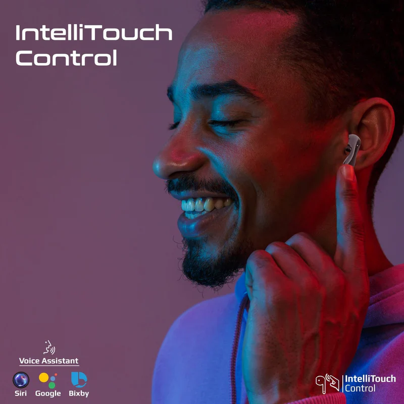 Promate BATON High-Definition Hybrid ANC TWS Earbuds with IntelliTouch – Premium Noise-Cancelling True Wireless Earbuds for Music, Calls, Gaming, Travel, and Professional Use - Image 5