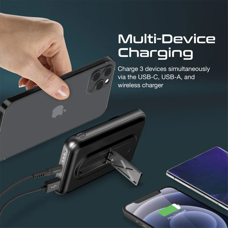Promate PowerMag-10Pro 10000mAh MagSafe Wireless Charging Power Bank – Ultra-Compact Fast Charging Magnetic Power Solution for iPhone, Travel, and Everyday Mobile Use - Image 4