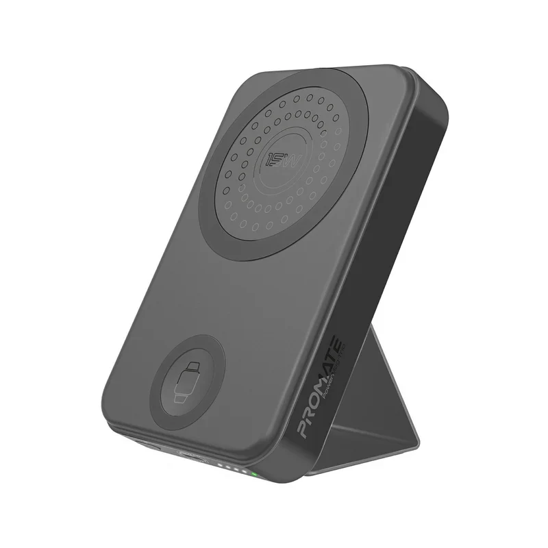 Promate PowerMag-Trio 10000mAh MagSafe & Apple Watch Wireless Charging Power Bank – Triple Device Fast Charging Magnetic Power Solution for iPhone, Apple Watch, Earbuds, Travel, and Everyday Use