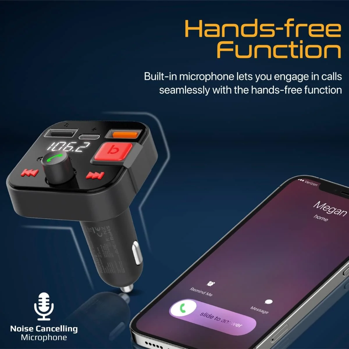 Promate PowerTune-30W FM Transmitter Kit with Handsfree & Quick Charge 3.0 - Image 3