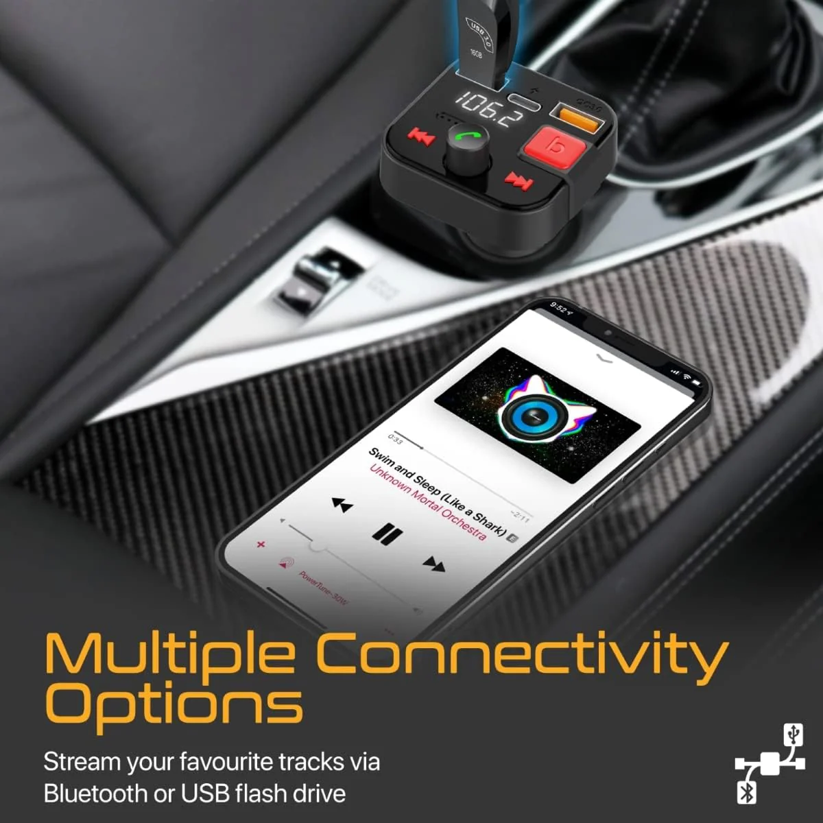 Promate PowerTune-30W FM Transmitter Kit with Handsfree & Quick Charge 3.0 - Image 5