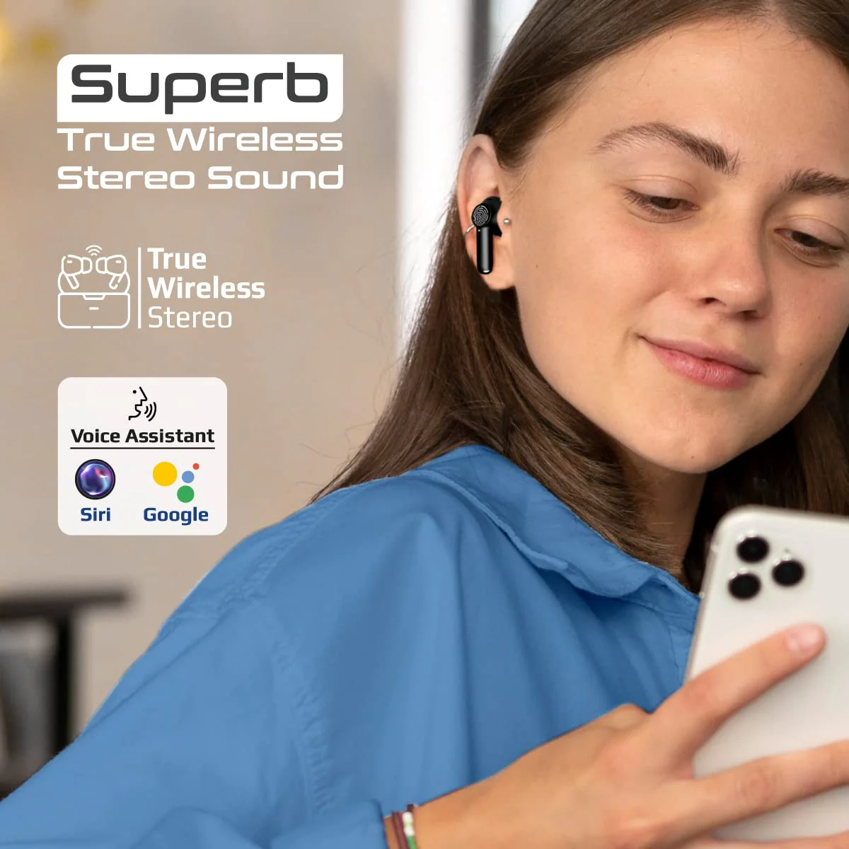 Promate ProPods High-Definition ANC TWS Earphones with intellitouch - Extended Battery life, Active Noise Cancelling, Dual Mode - Image 2