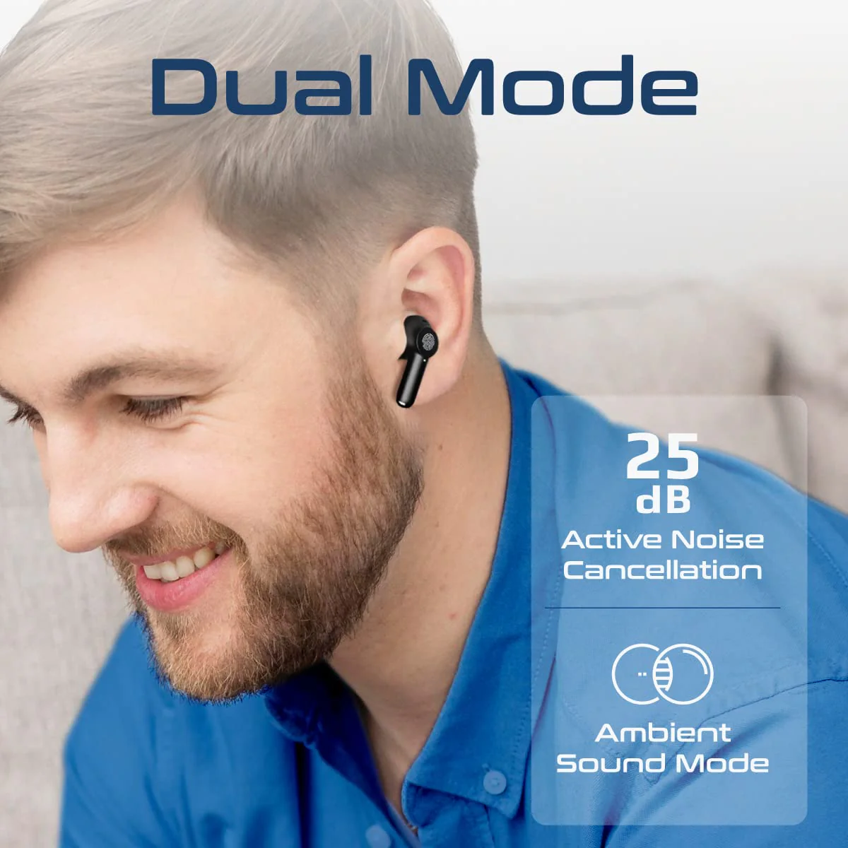 Promate ProPods High-Definition ANC TWS Earphones with intellitouch - Extended Battery life, Active Noise Cancelling, Dual Mode - Image 3