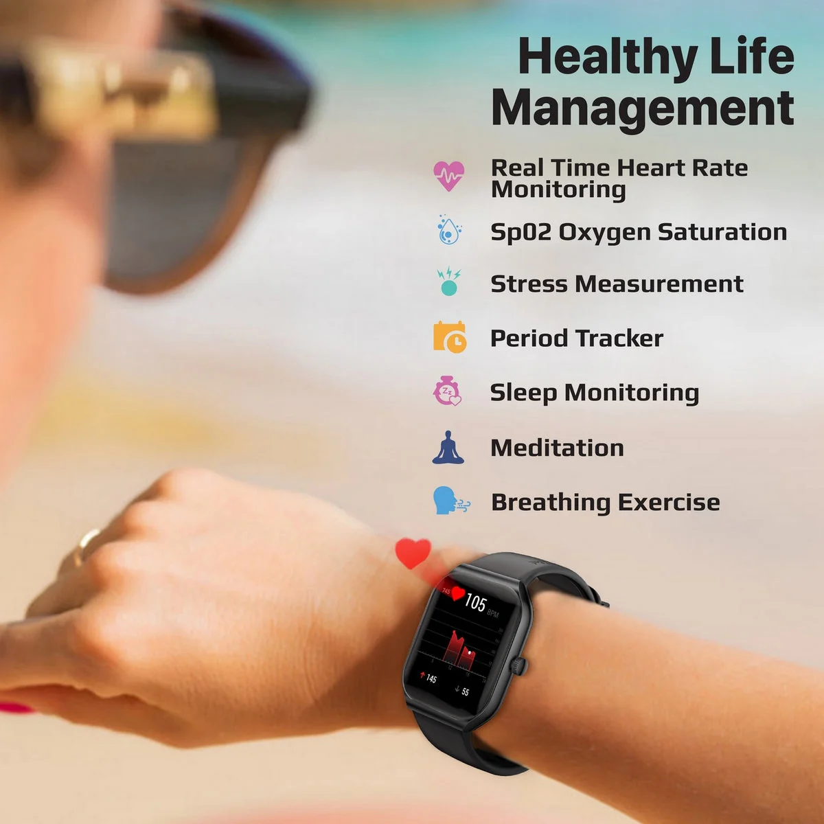 Promate ProWatch-AM19 - 1.96" Fitness Tracker Smartwatch with BT Calling - Image 5