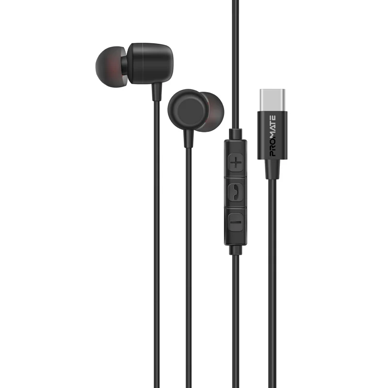 Promate Silken-ENC Ergonomic In-Ear USB-C Wired ENC Stereo Earphones – High Fidelity Noise Cancelling Earphones for Music, Calls, Gaming, and Professional Use