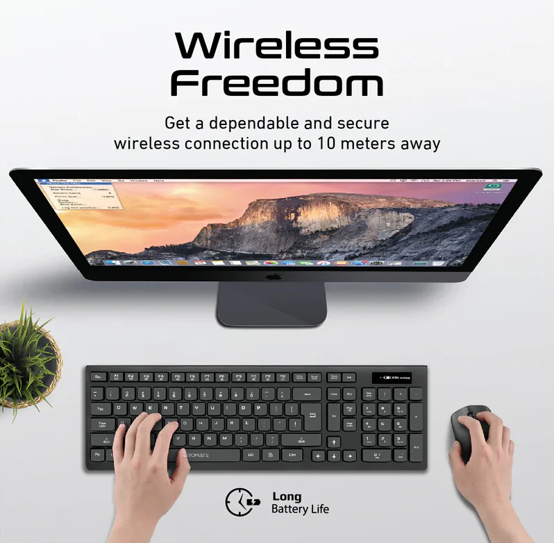 Promate Slim Wireless Ergonomic Keyboard & Mouse Combo (PROCOMBO-12) - Image 5