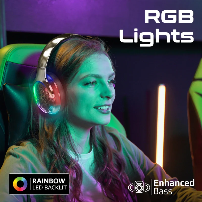 Promate Transtune-Gunmetal Headphones ANC Wireless With RGB - Image 2