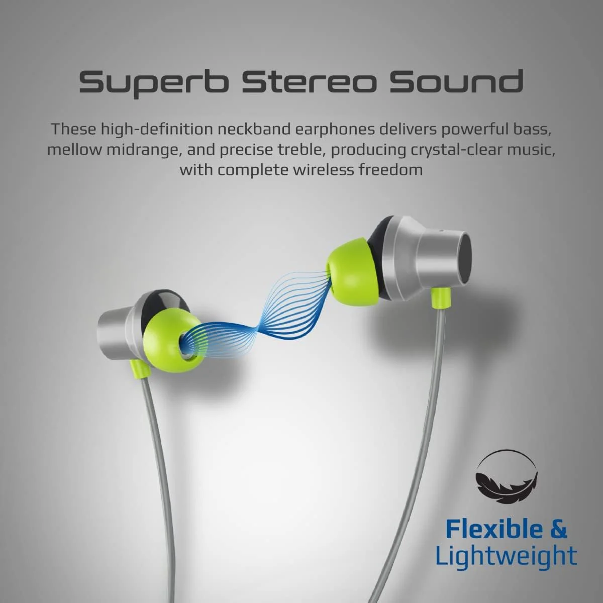 Promate Velcon High-Definition ANC Wireless Neckband Earphones - 35 hrs Playback, Active Noise Cancellation, In-Line Con - Image 2
