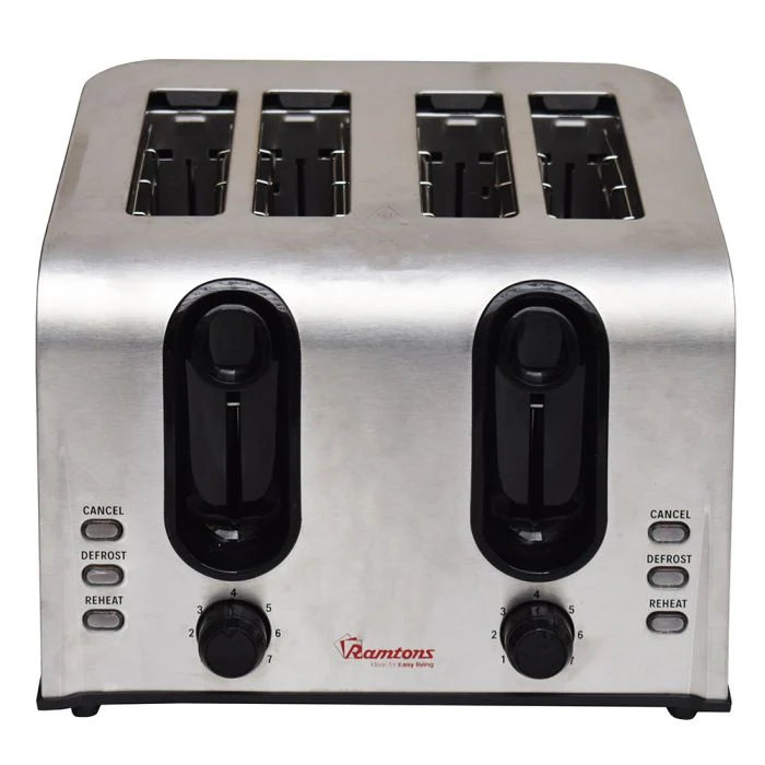 Ramtons RM/678 4-Slice Pop-Up Toaster – Stainless Steel, Fast Heating, Adjustable Browning, Extra-Wide Slots, Easy to Clean, Home & Kitchen Use
