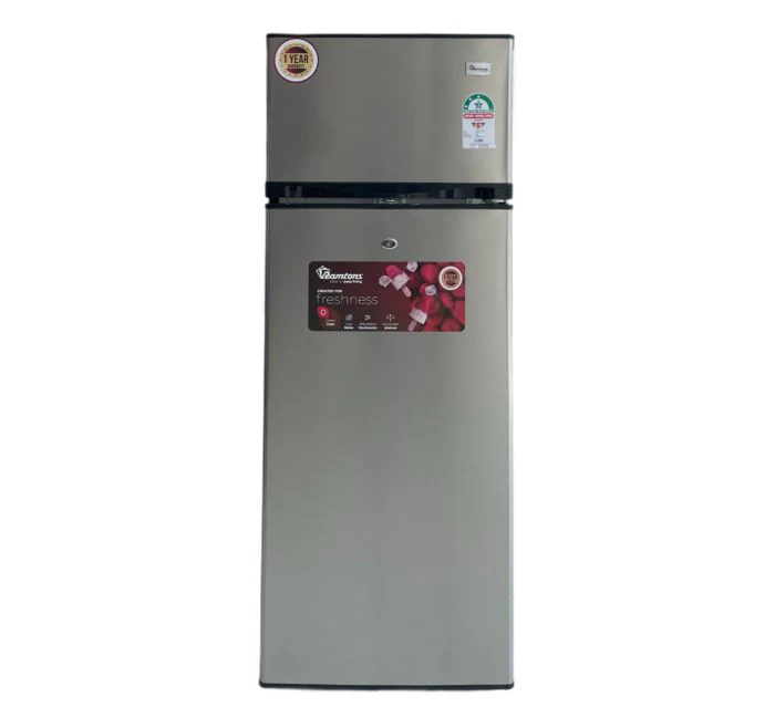 Ramtons RF/345 204L Double Door Direct Cool Fridge Stainless Steel – Spacious Storage, Energy-Efficient Cooling, Durable Design, Ideal for Home