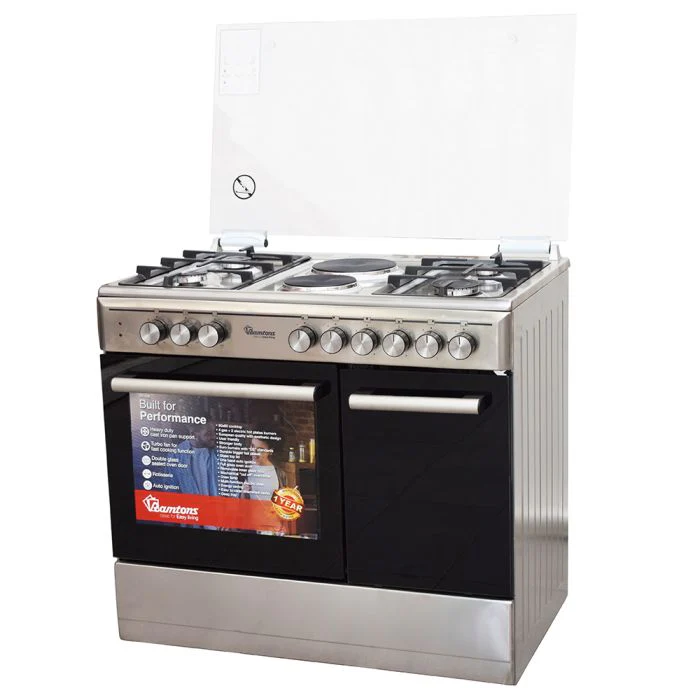 Ramtons RF/498 6 Burner 90x60 INOX Gas & Electric Cooker – 4 Gas + 2 Electric Hotplates with Electric Oven & Grill - Image 2