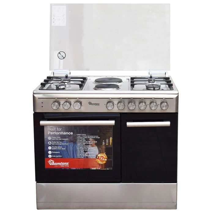 Ramtons RF/499 5-Burner Gas Cooker 90x60cm – Silver Inox, Electric Oven & Grill - Image 2