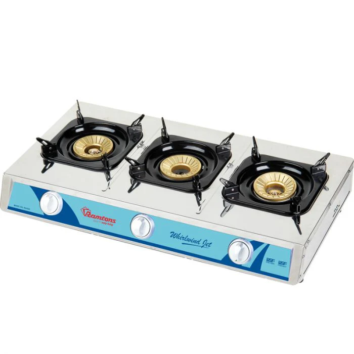 Ramtons RG/530 3 Burner Table Top Gas Cooker - Auto ignition, Stainless steel body