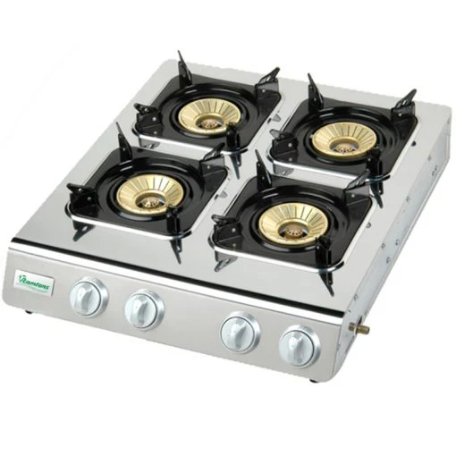 Ramtons RG/541 4 Burner Table Top Gas Cooker - Pulse auto-ignition, Stainless steel surface - Image 2