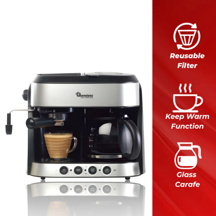 Ramtons RM/753 Cappuccino Maker – Milk Frother, Espresso & Coffee Brewing, Stainless Steel, Home & Kitchen Use - Image 2