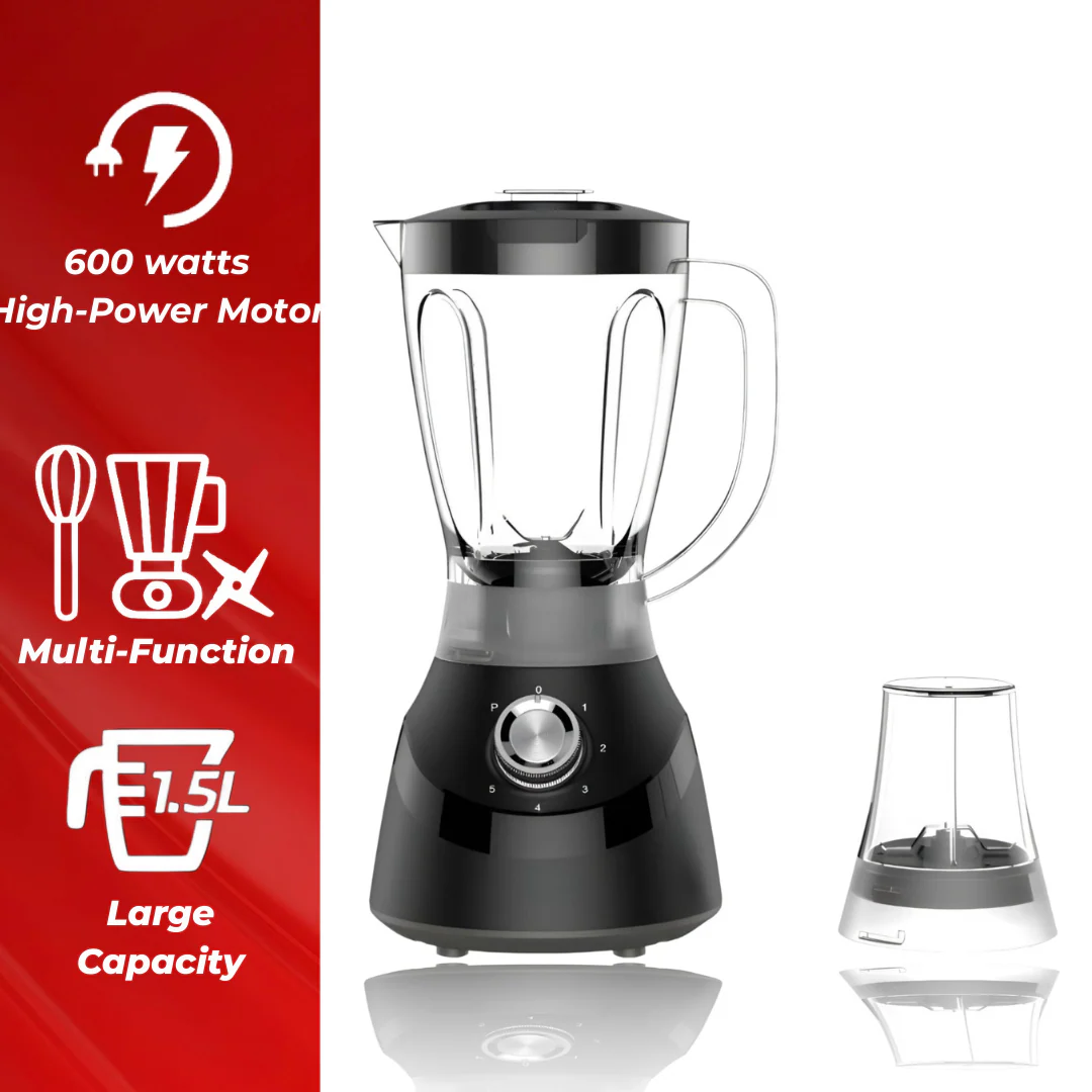 Ramtons RM/764 2-in-1 Blender- Powerful 500W Blender with Grinder, Durable Jar, Sharp Stainless-Steel Blades & Easy Cleaning Design - Image 3