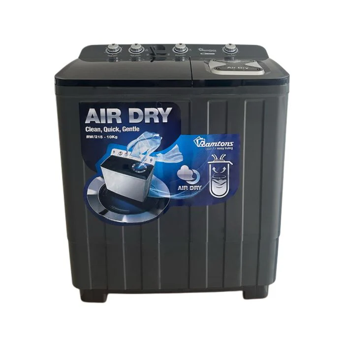 Ramtons RW/215 10kg Twin Tub Semi-Automatic Washer – Efficient Washing, Dual Tub Design, Easy Manual Controls, Ideal for Home, Apartment & Small Business Use