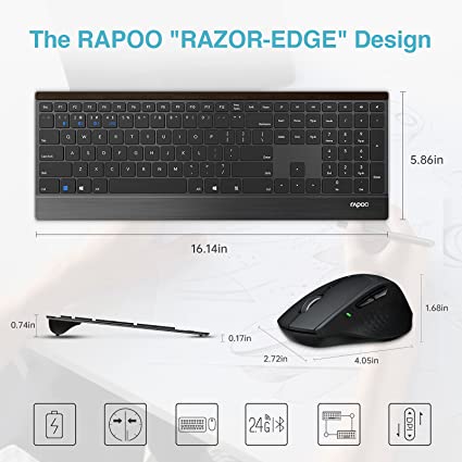 Rapoo Multi-mode Wireless Ultra-slim Keyboard & Mouse combo - 9500M - Image 3