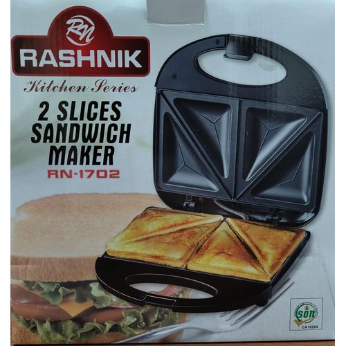 Rashnik RN-1702 2 Slice Sandwich maker – A convenient kitchen appliance that allows quick and easy preparation of hot, crispy sandwiches for everyday meals - Image 3