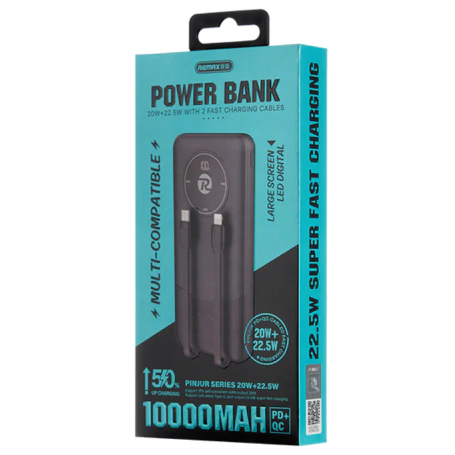 Remax RPP-37 10000mAh Power Bank 20W + 22.5W Dual Fast Charging Built-in Cables For iPhone / Android
