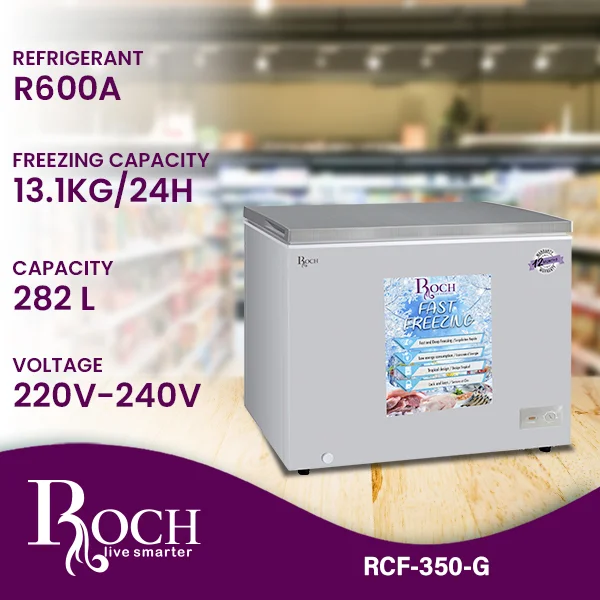 Roch RCF-350-G 282L Chest Freezer – Energy Efficient Deep Freezer with Spacious Storage Capacity & Reliable Cooling Performance - Image 2
