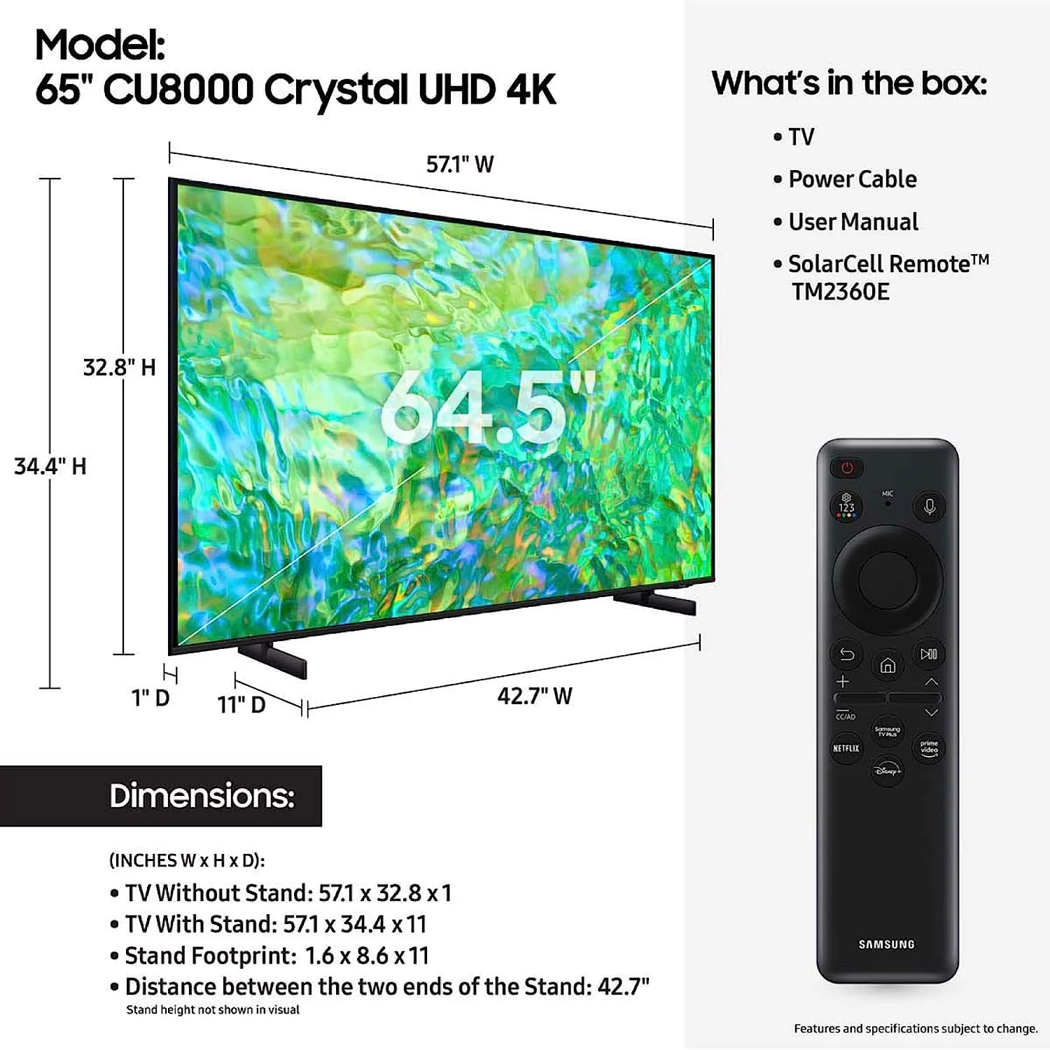 Samsung 65CU8000 65-Inch Crystal 4K UHD Smart LED TV - Image 3