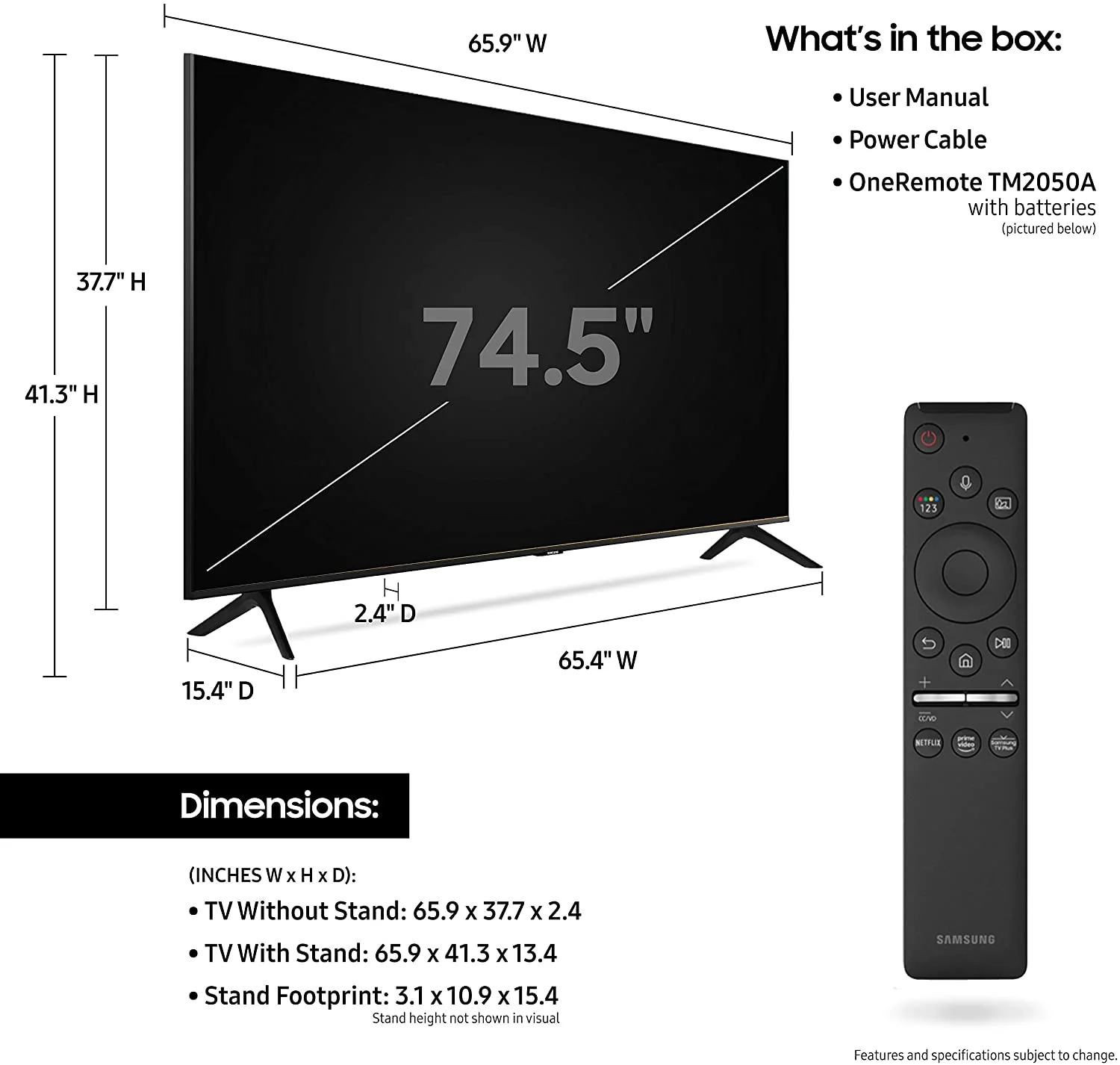 Samsung 75 Inch TU8000 Crystal UHD 4K Smart TV(UN75TU8000FXZA) - Image 2