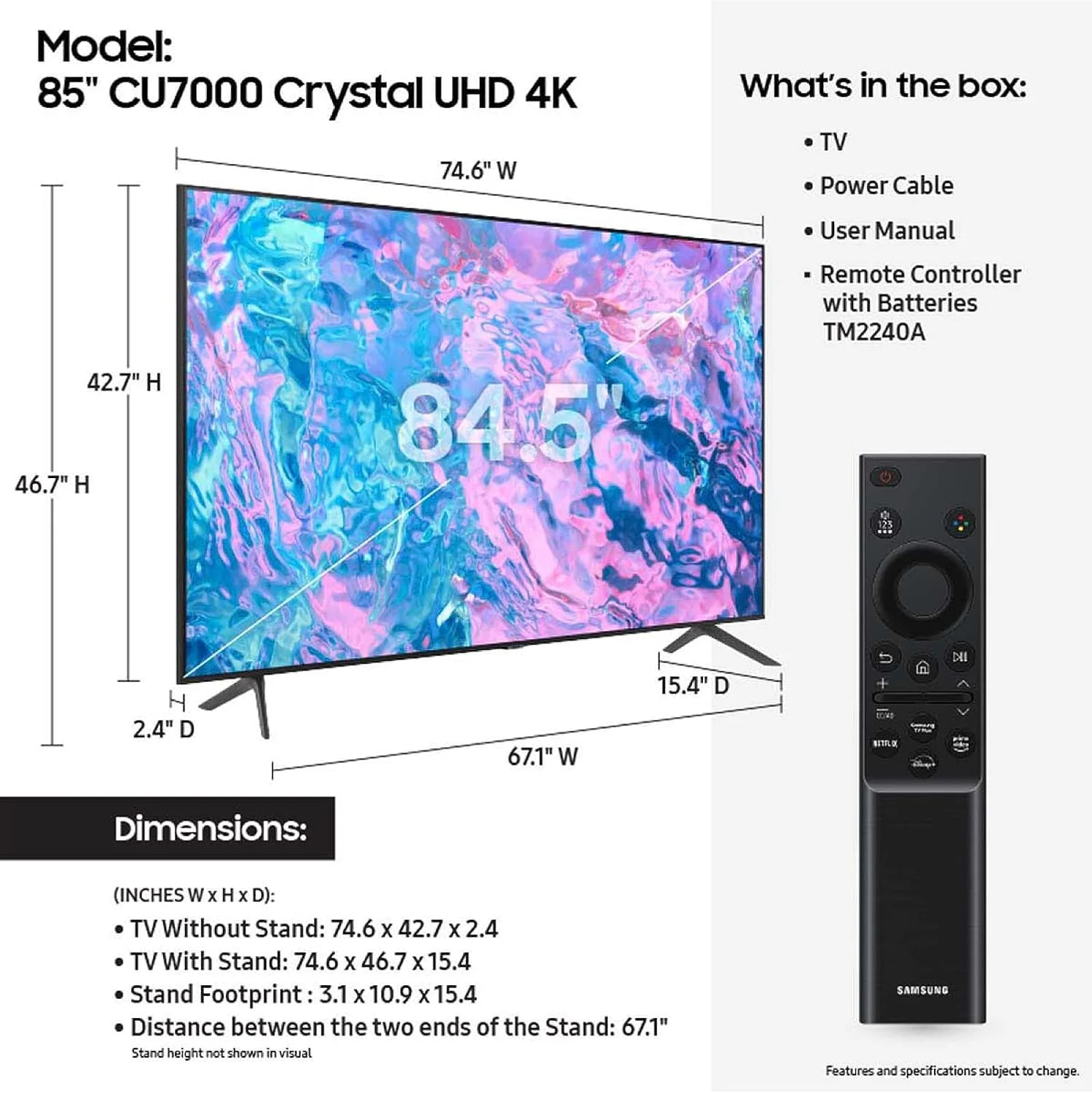 Samsung CU7000 85-inch Crystal UHD 4K Smart TV - Image 2