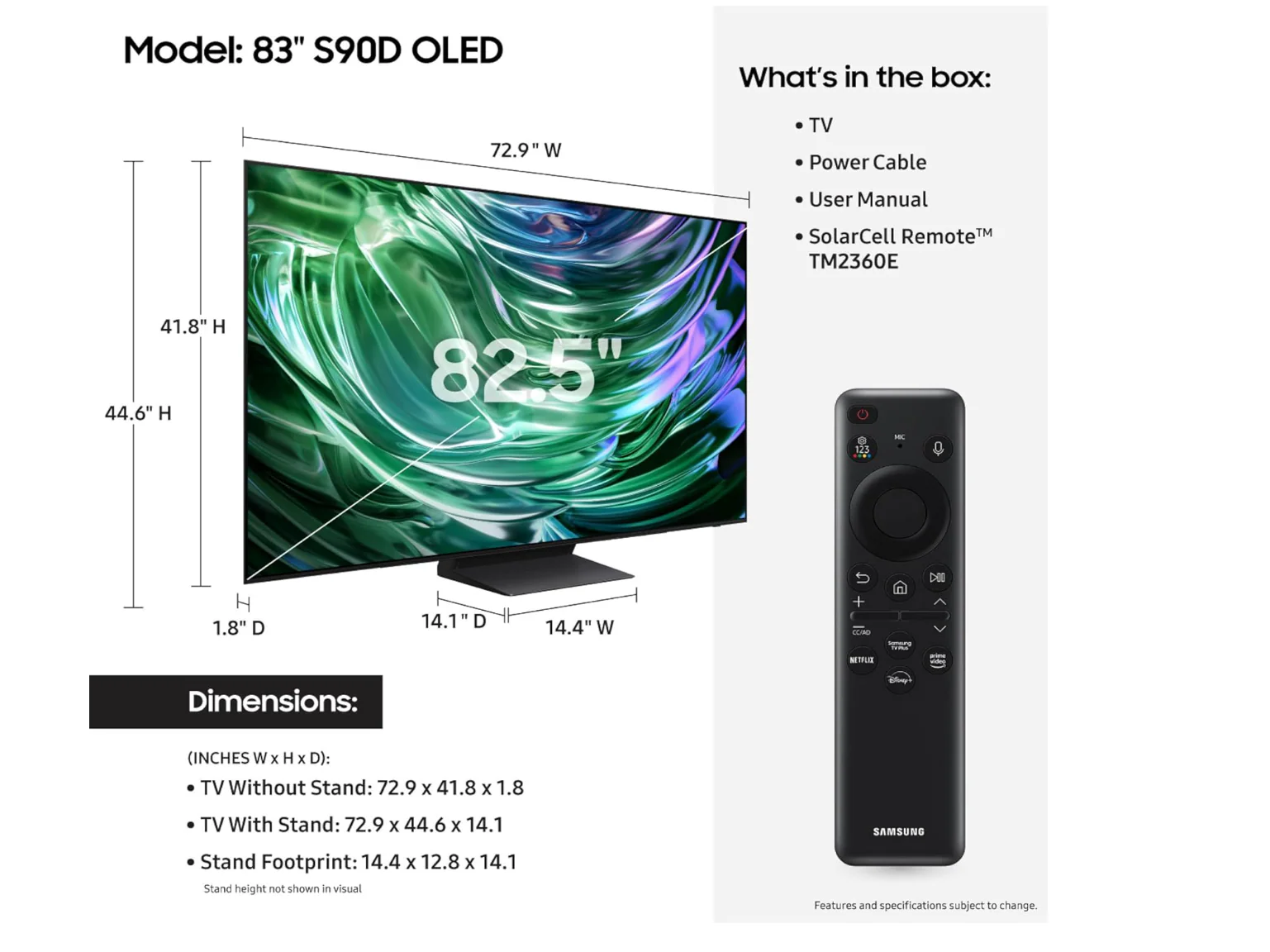Samsung QN83S90DAE 83-Inch OLED 4K Smart TV - Dolby Atmos, Motion Xcelerator 144Hz, Real Depth Enhancer, AI Upscaling, 2024 Model - Image 2