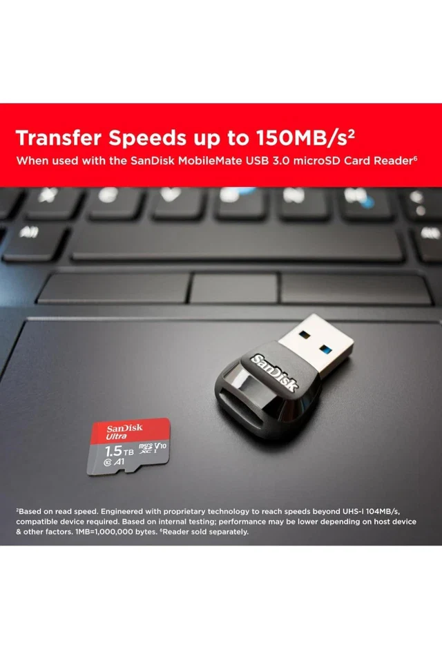 SanDisk SDSQUAC-1T50 1.5TB 150MB/s UHS-I Micro SDXC Memory Card – Ultra High-Capacity High-Speed Storage for Smartphones, Tablets, Action Cameras, Drones, and Full HD Video Recording - Image 2