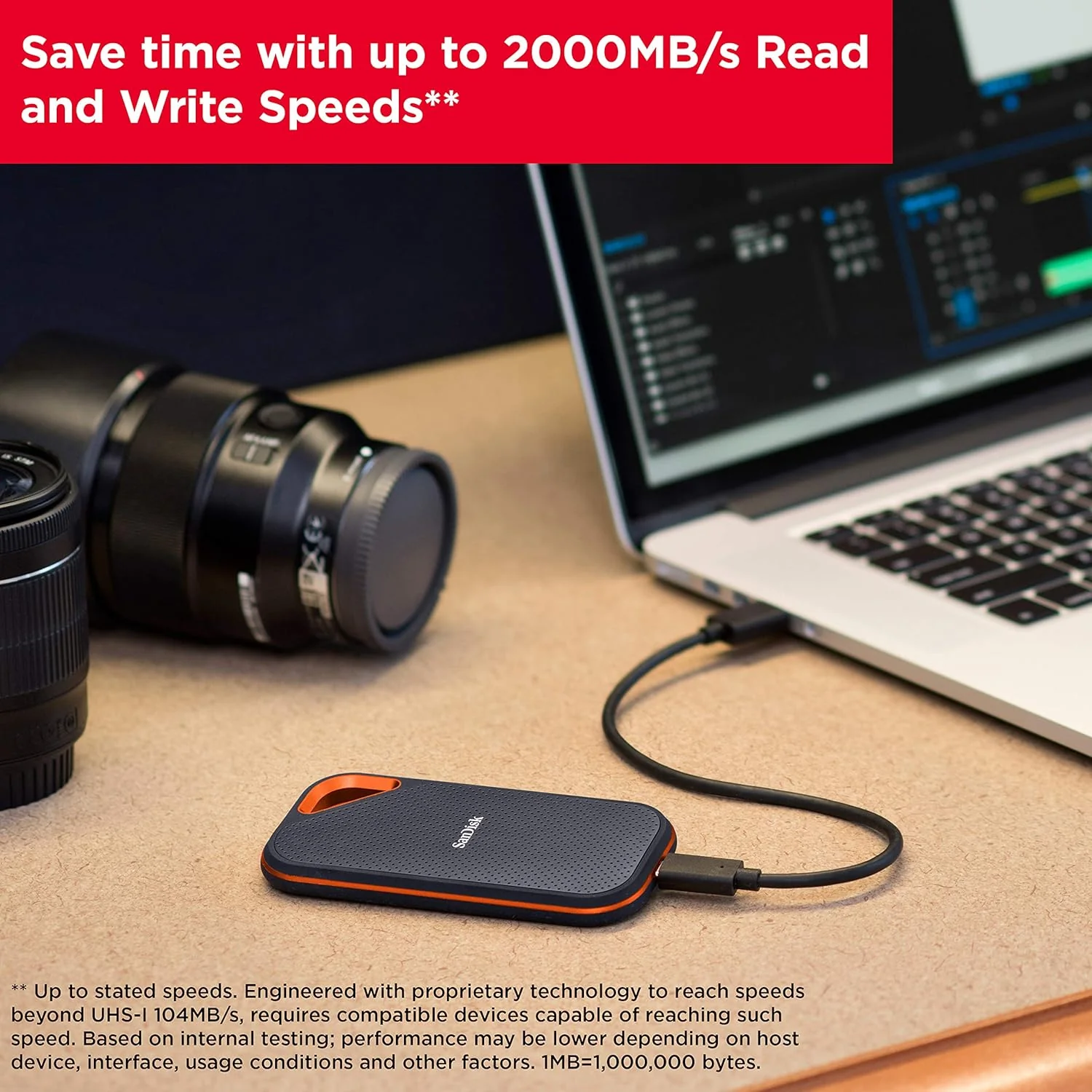SanDisk SDSSDE81-1T00-G25 - Extreme PRO V2 Portable External SSD 1TB, USB-C - Image 3