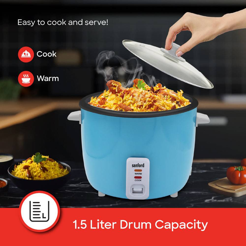 Sanford SF1160RC 1.5L Automatic Rice Cooker – Non-Stick Pot, Glass Lid & Keep Warm Function for Daily Cooking - Image 4
