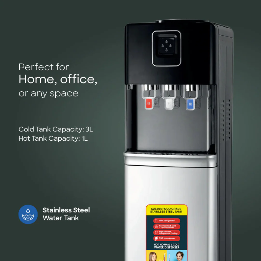 Sanford SF1416WD Premium 3-Tap Water Dispenser with Refrigerator – Hot, Cold & Normal Water for Home or Office - Image 3