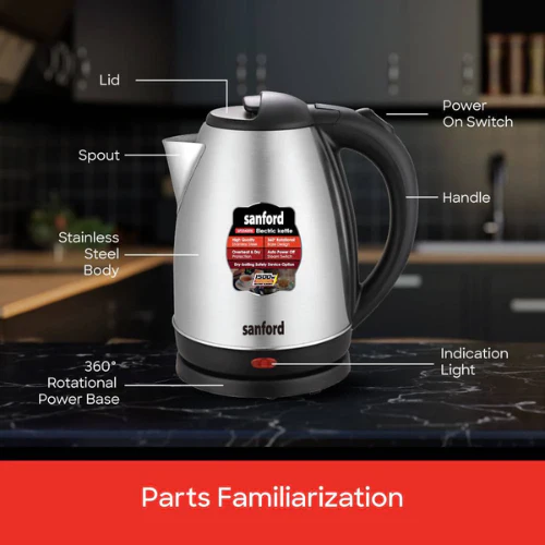 Sanford SF3343EK 1500W 1.8L Electric Kettle Stainless Steel – Fast Boiling, Durable, and Easy-to-Use Kettle - Image 3