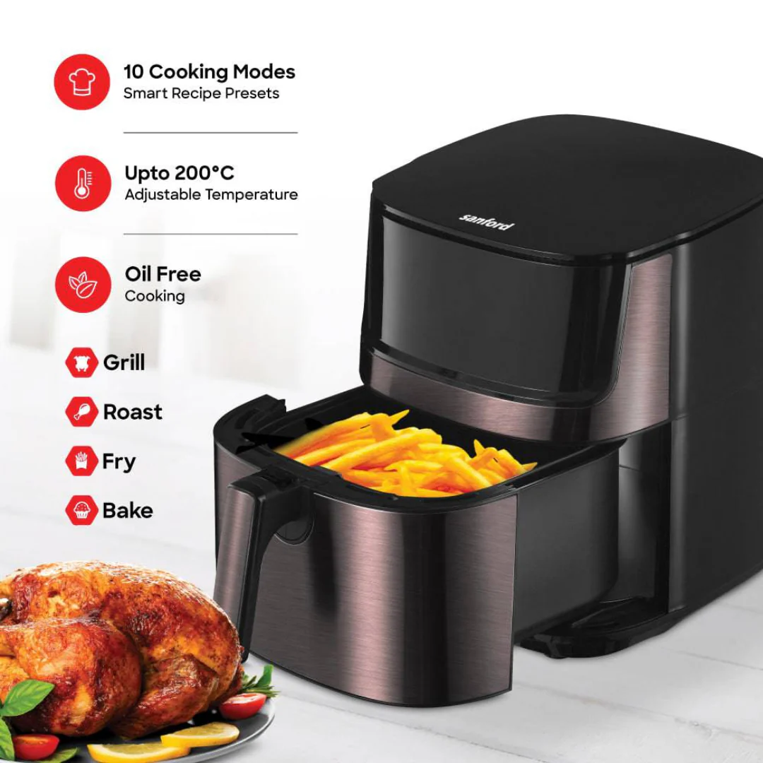 Sanford SF2458AF Premium 8.0L Air Fryer 1500W Touch Screen & Smart Presets – Large-capacity, smart air fryer for healthy, crispy cooking - Image 2