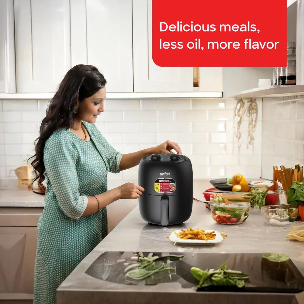 SANFORD SF2457AF Manual Air Fryer 3.5L, 1400W, Healthy Oil-Free Cooking, 5 Presets, Adjustable Temperature 80-200°C, 60-Min Timer, Overheat Protection, Cool-Touch Handle - Image 2