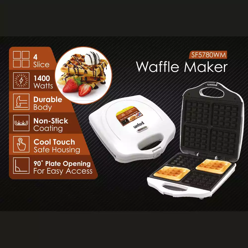 Sanford SF5780WM 4-Slice Waffle Maker – Non-Stick Electric Waffle Machine for easy, fast, perfectly shaped waffles - Image 3
